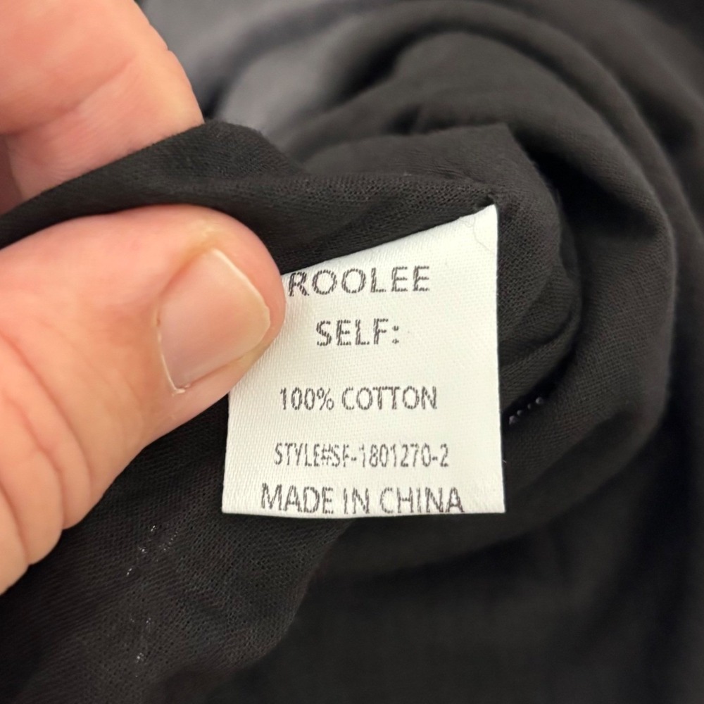 ROOLEE Black Floral Embroidered Cotton Button Front Midi Dress XXS NWT Cottage - Picture 4 of 14